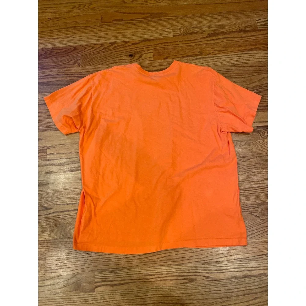 Polo Ralph Lauren Mens T-Shirt XL Orange Single Stitch Pony Logo Tee Flaws